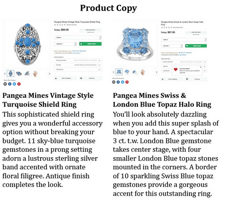 Jewelry product copy